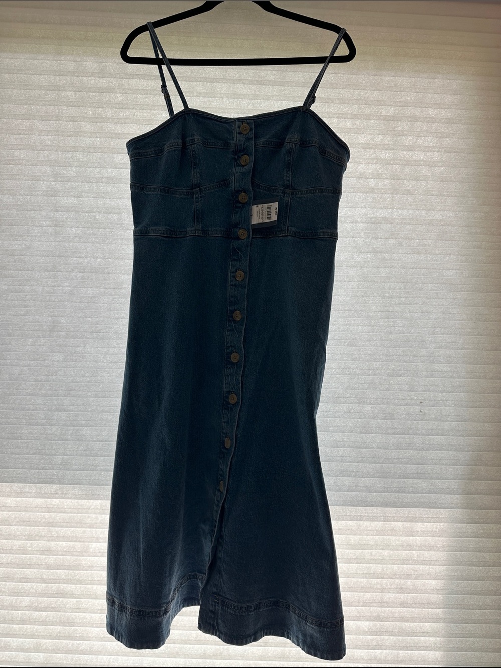 Universal Thread Dark Blue Denim Midi Button-Front Dress